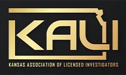 A black and gold logo for the association of licensed investors.